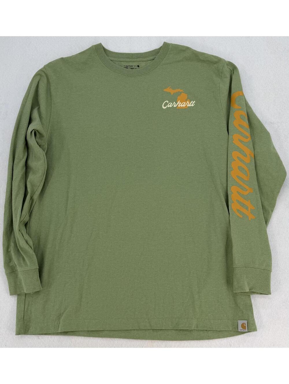 Carhartt Long Sleeve Shirt Large Green Loose Fit Workwear
